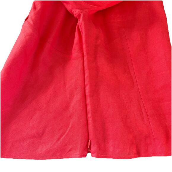 Talbots Irish Linen 3/4 Sleeve V-neck Side Zip Dark Pink Top Size 8 - Picture 8 of 14
